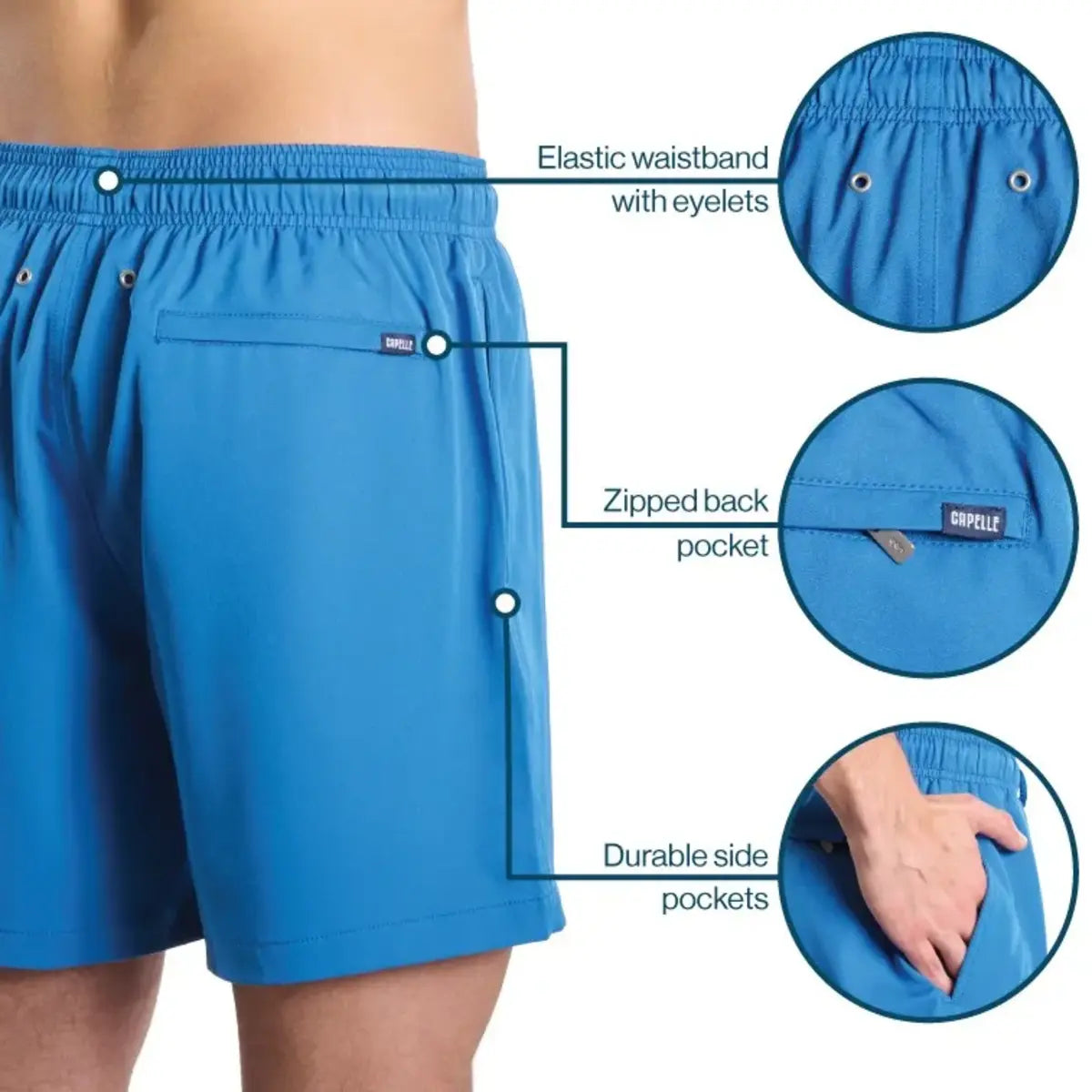 Men’s Premium Compression-Lined Hybrid Shorts – Marina Pinstripe-Indigo and Surf