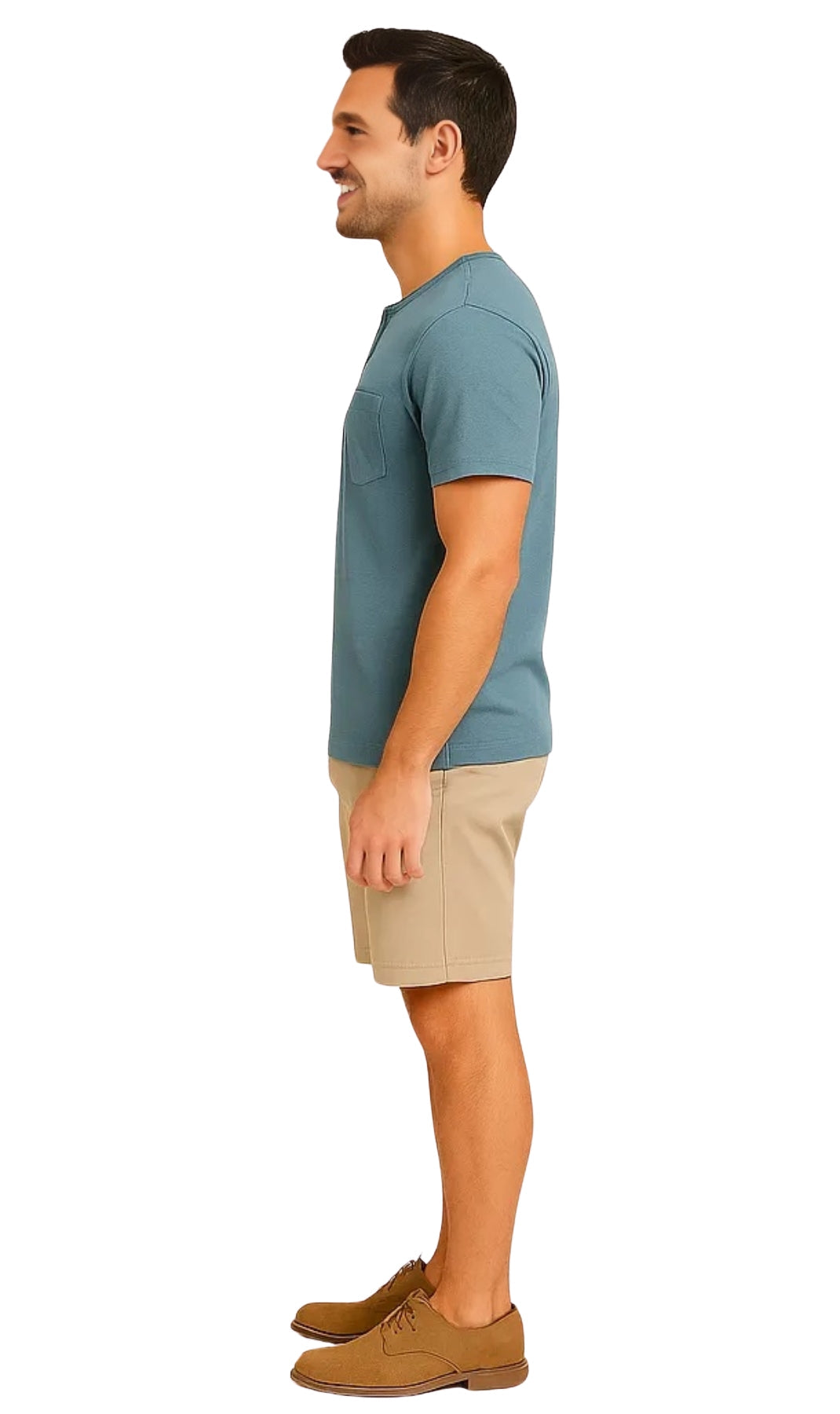 Men's Short Sleeve Henley Relaxed Fit Shirt with Pocket