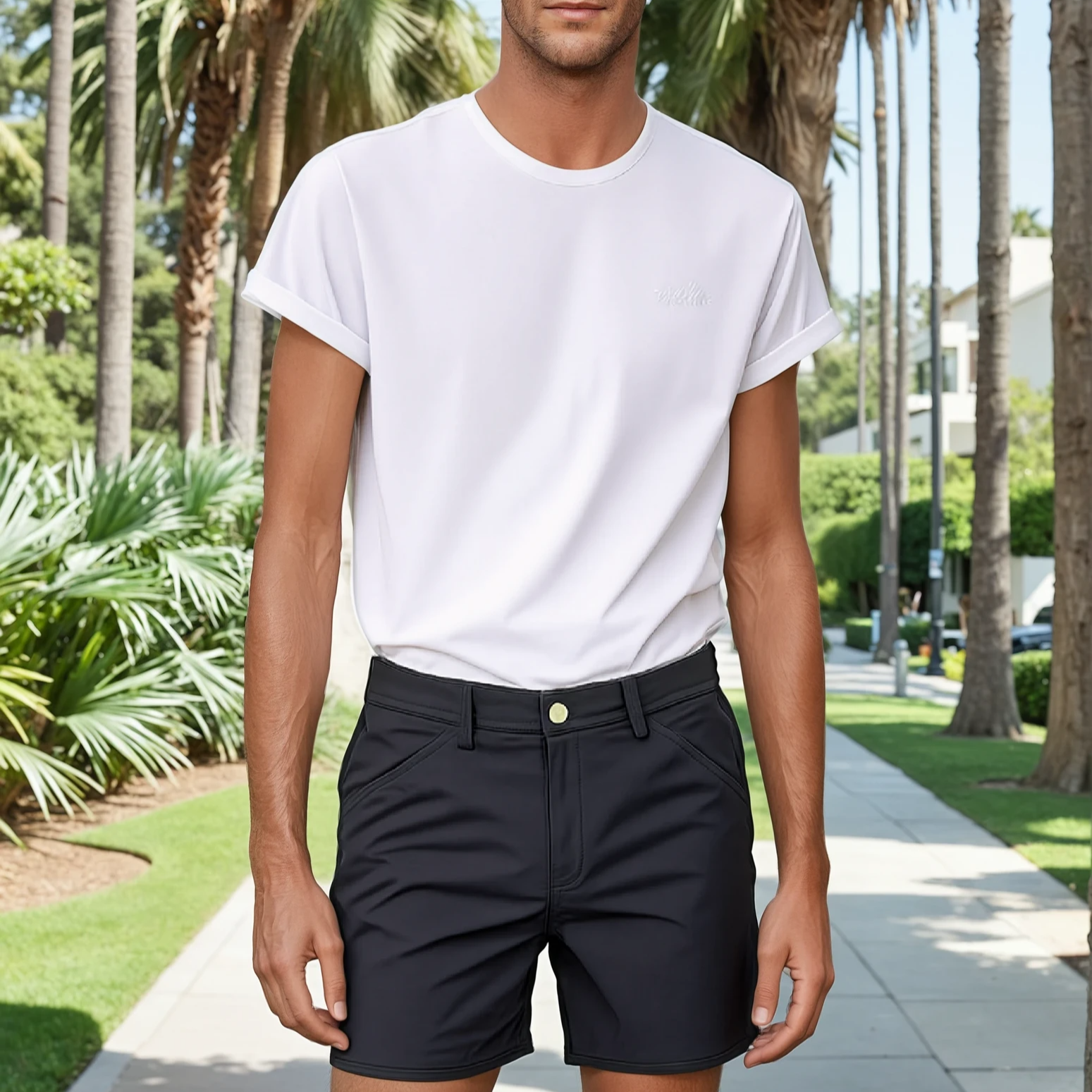 Stretch Shorts with  a Comfortable Built-In Liner Black