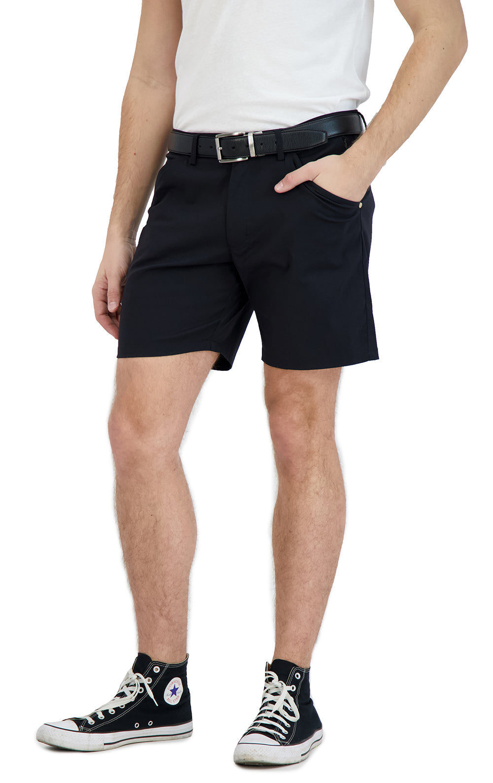 Stretch Shorts with  a Comfortable Built-In Liner Black