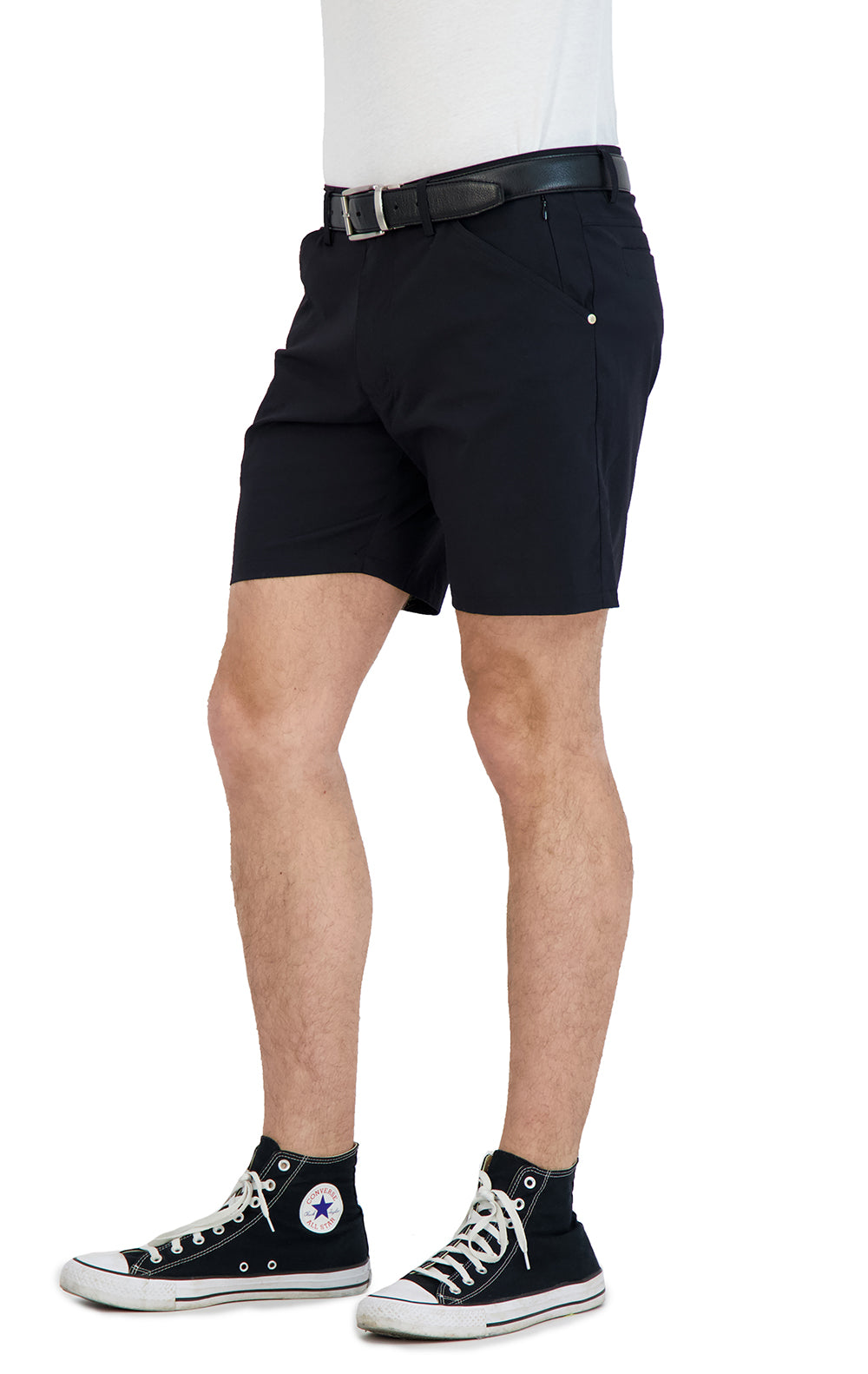 Stretch Shorts with  a Comfortable Built-In Liner Black