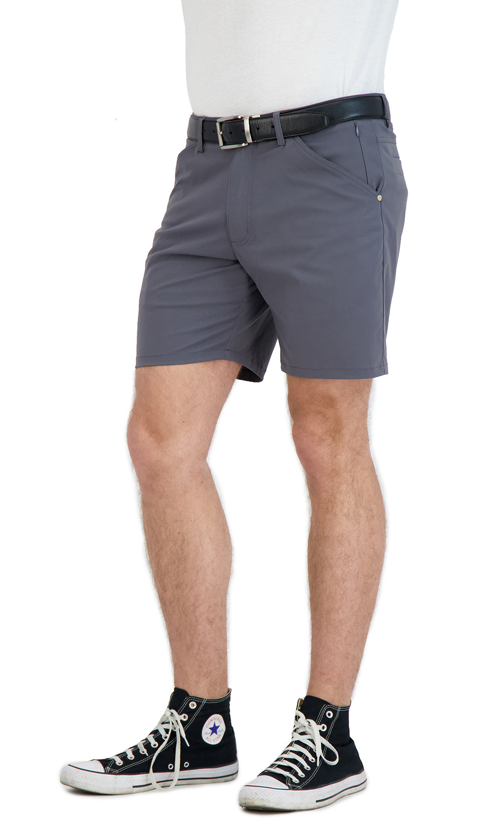 Stretch Shorts with a Comfortable Built-In Liner Grey