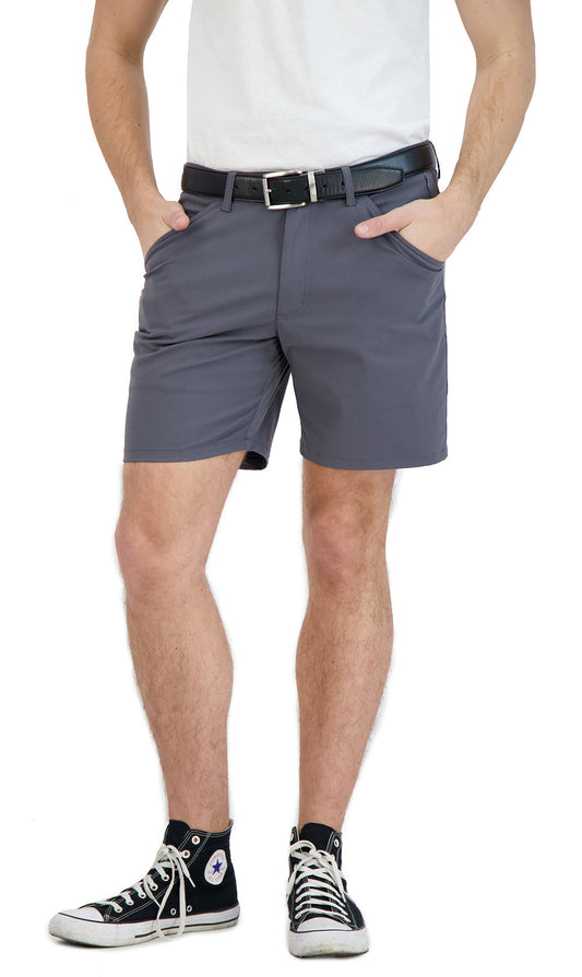 Stretch Shorts with a Comfortable Built-In Liner Grey