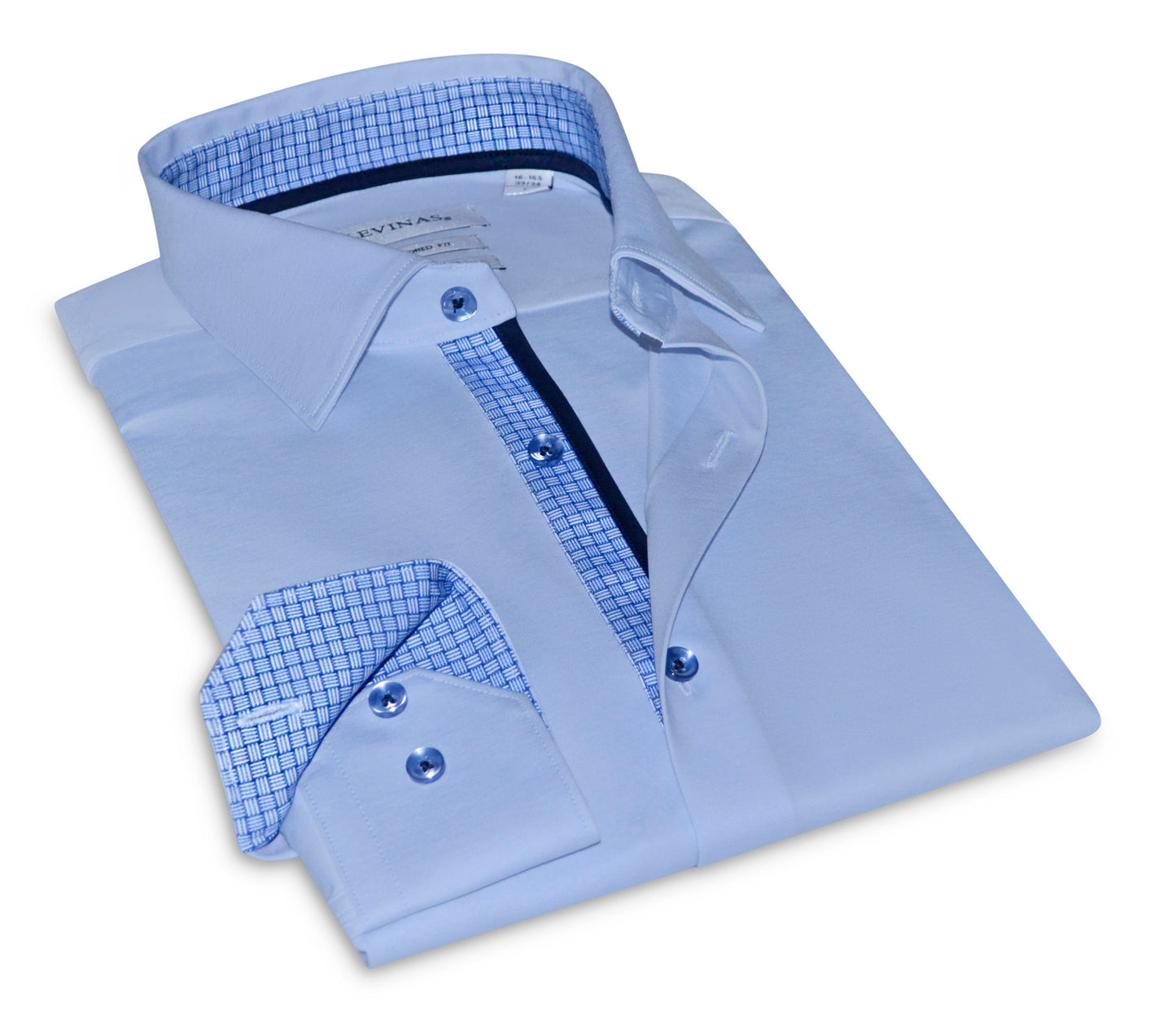 Levy Cotton Knit-Stretch Button-Up Shirt Blue