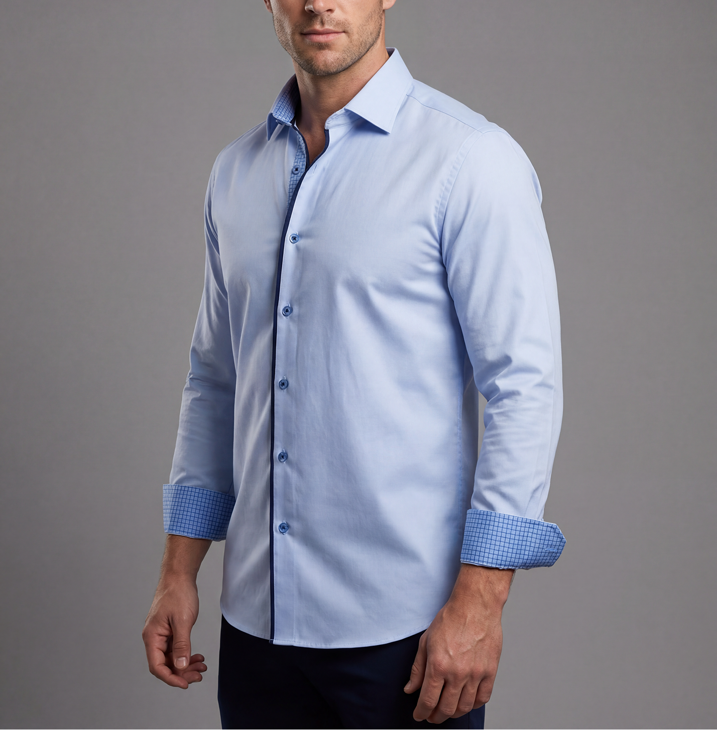 Levy Cotton Knit-Stretch Button-Up Shirt Blue