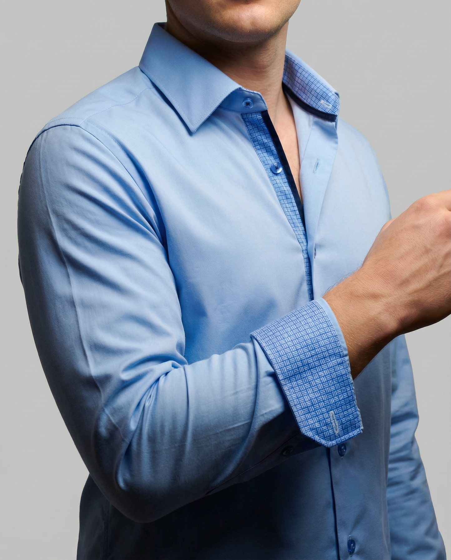 Levy Cotton Knit-Stretch Button-Up Shirt Blue