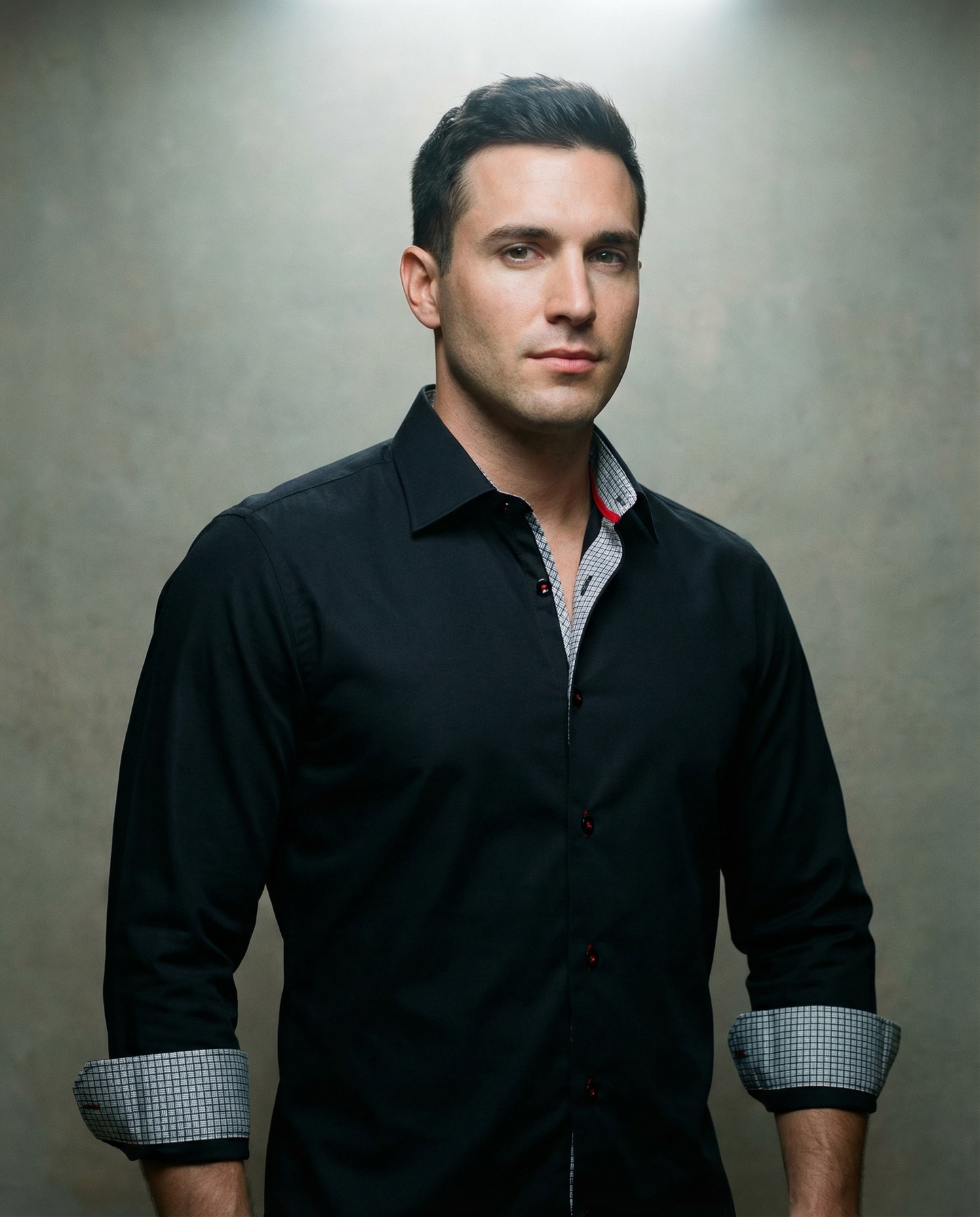 Donny Cotton Knit Button-Up Black