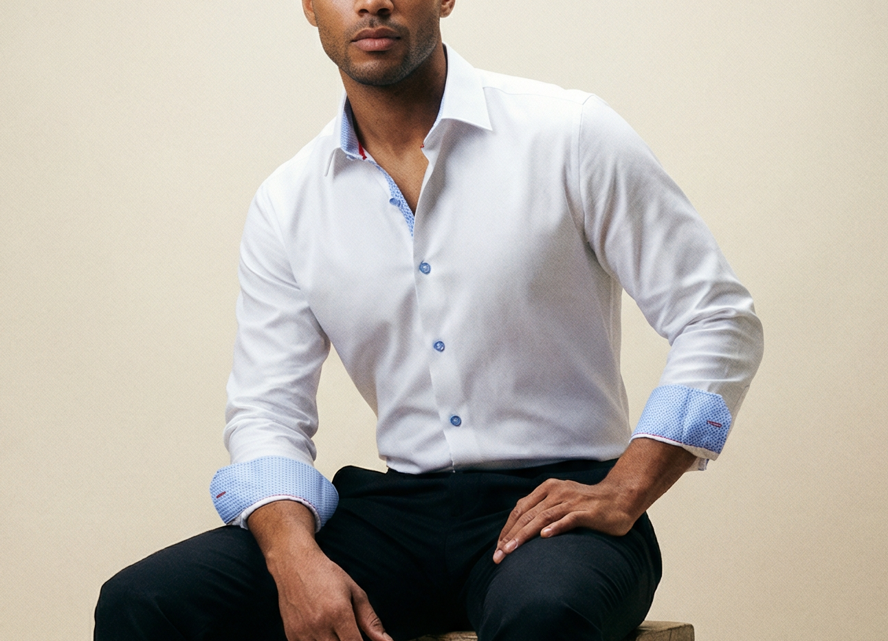 Scott Cotton Knit-Stretch Button-Up Shirt White