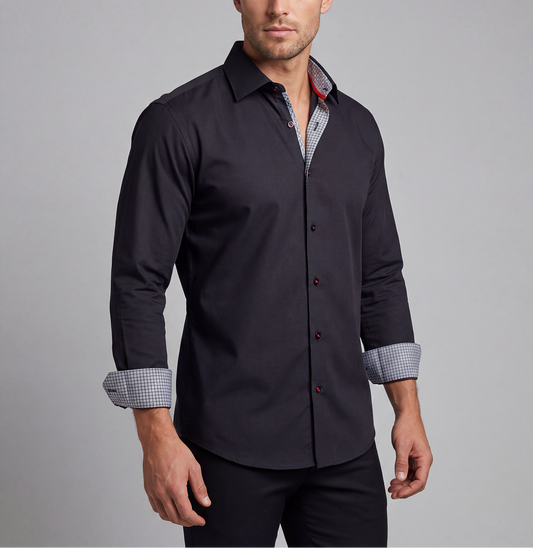 Donny Cotton Knit Button-Up Black